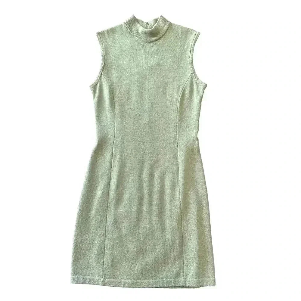 St John Collection by Marie Gray Sage Green Strapless Knit Dress Size 4